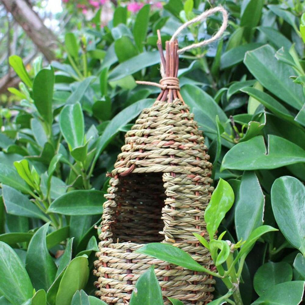 detalle de casa nido instalada en jardín